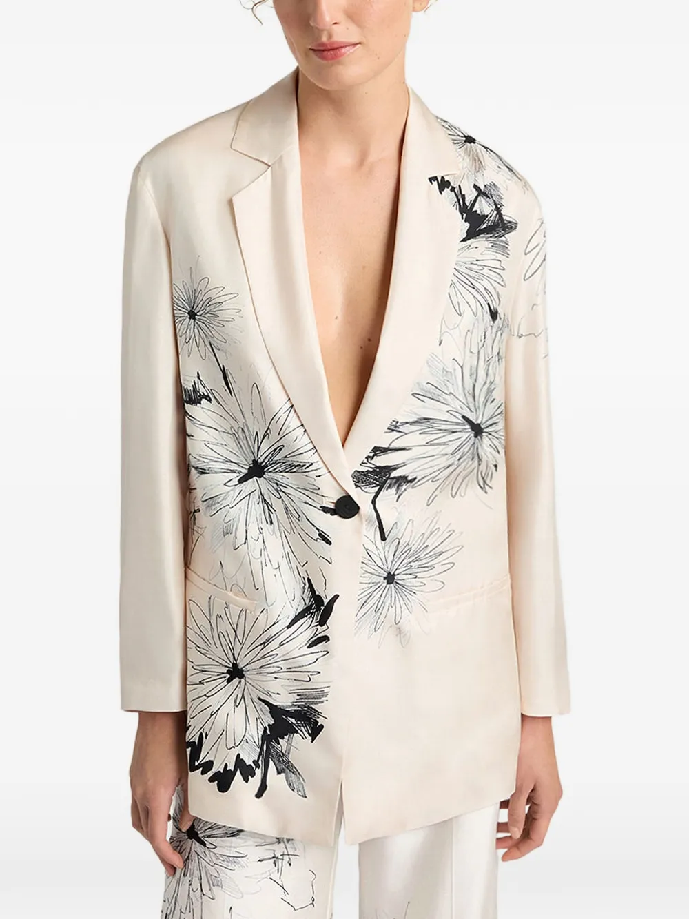 MOMONÌ Zuni blazer met bloemenprint Wit