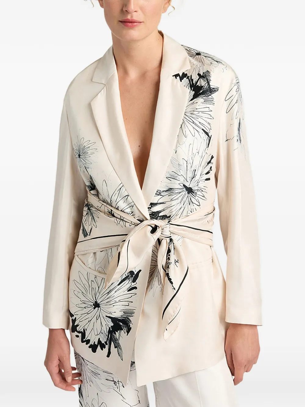 MOMONÌ Zuni blazer met bloemenprint Wit