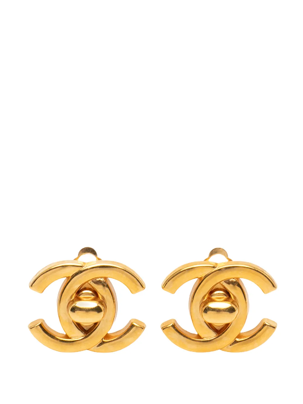 CHANEL Pre-Owned 1996 CC Gold Plated Turn Lock Clip on Earrings costume earrings - Oro