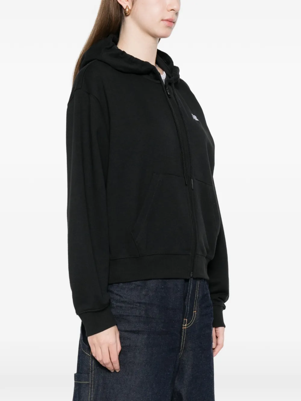 New Balance Hoodie met rits en logo Zwart