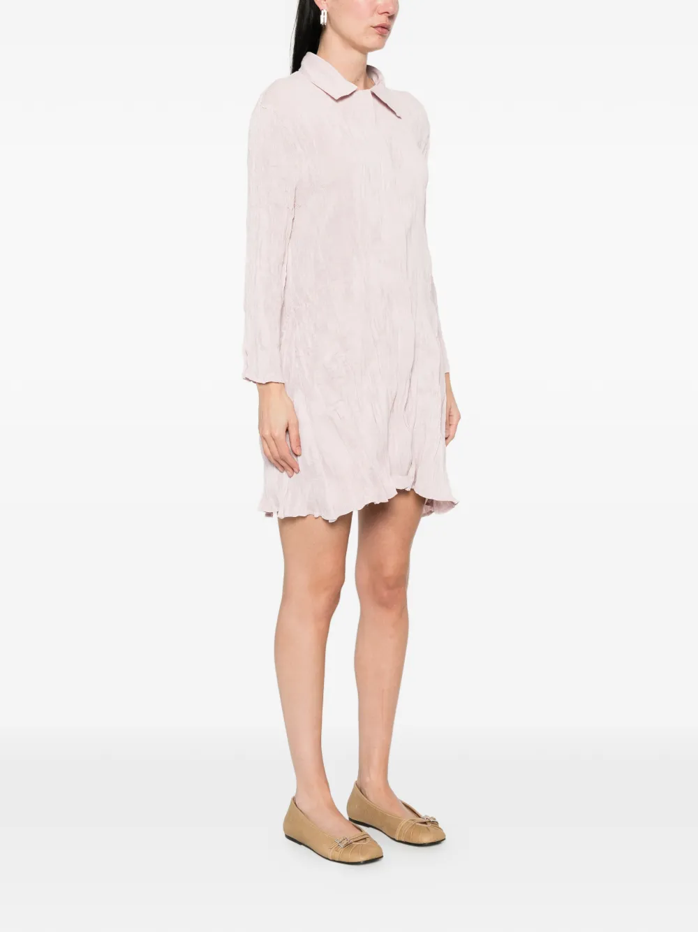 Pleated Mini Shirt Dress