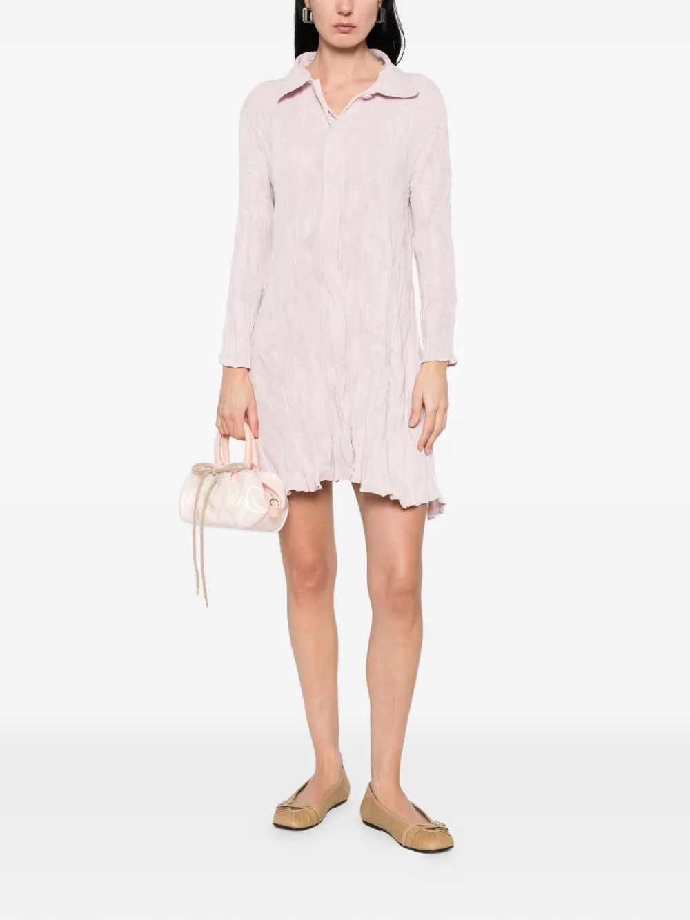 Pleated Mini Shirt Dress