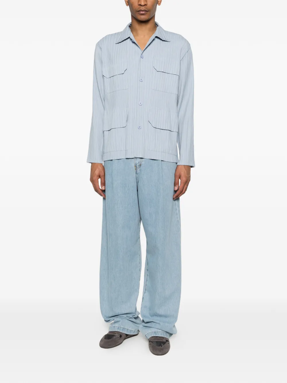  Gongdid Design Pleated Pocket Shirt - Blue 