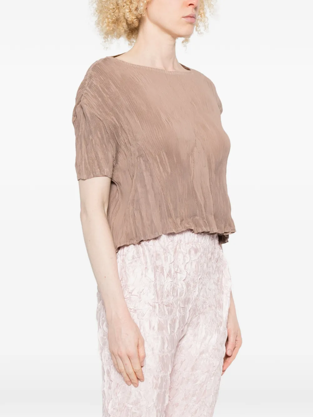  Gongdid Design Pleated Short-sleeve Top - Neutrals 