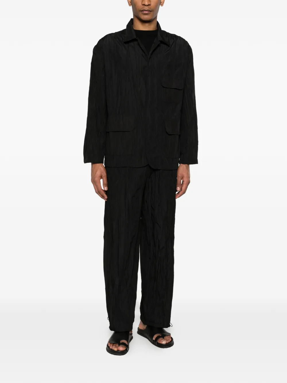 Textured Pocketed Shirt Jacket