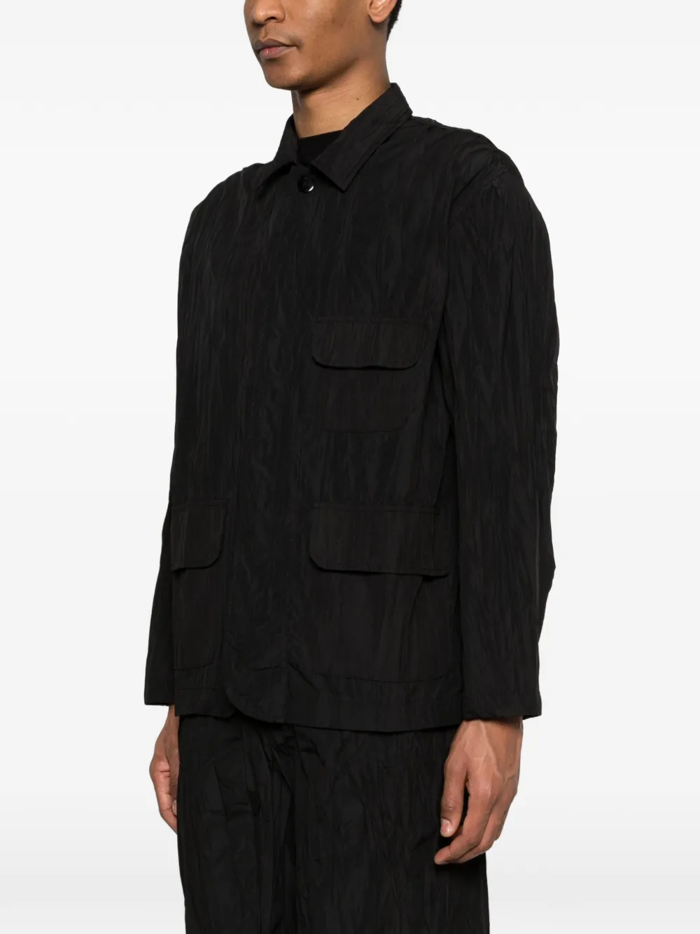 Textured Pocketed Shirt Jacket