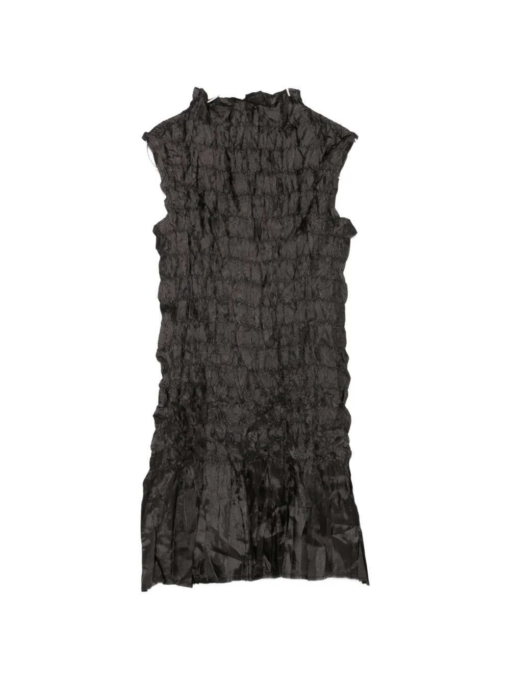 Gongdid Design ruffled textured mini dress - Nero