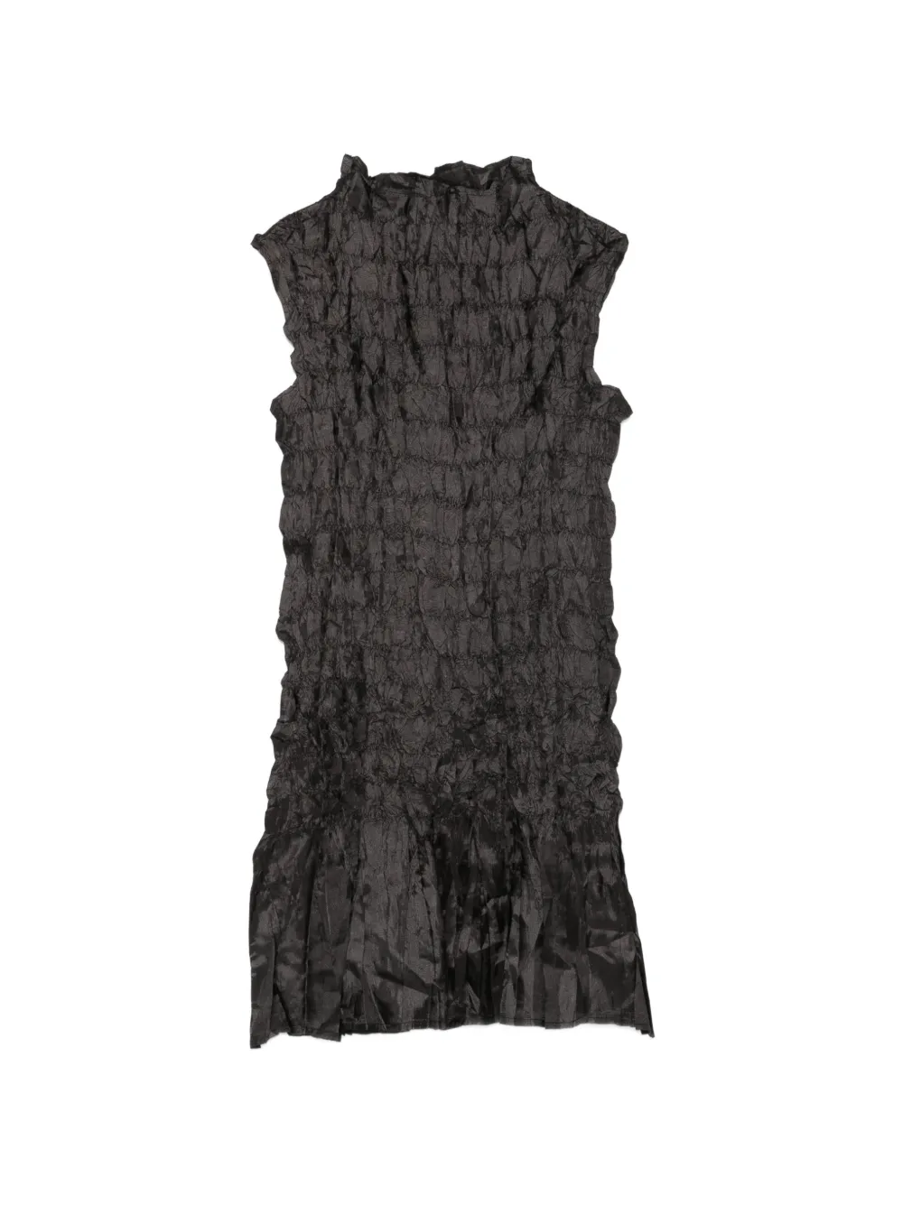 Gongdid Design ruffled textured mini dress - Nero