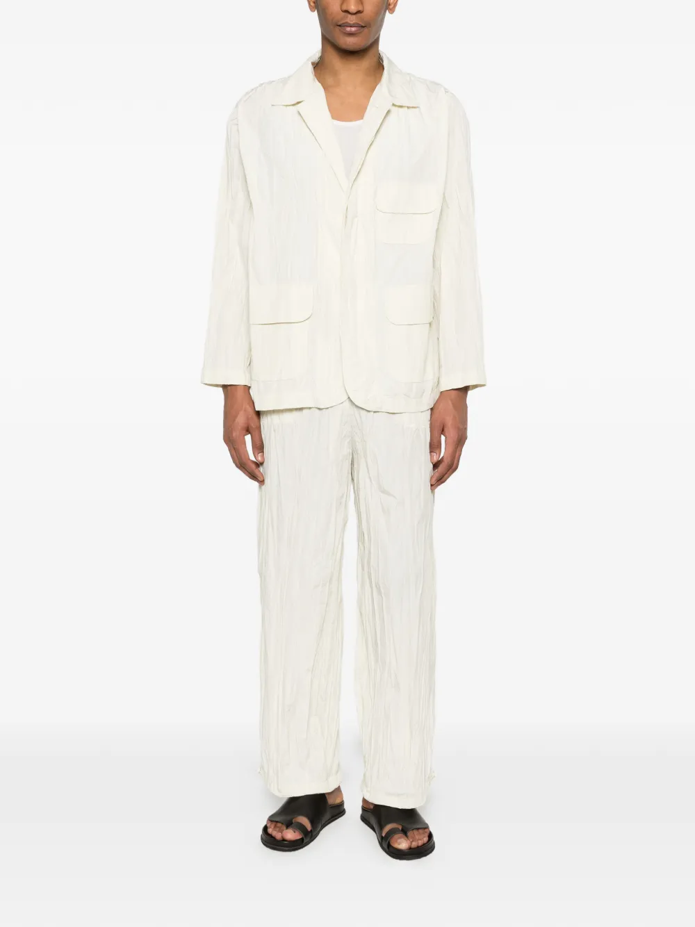  Gongdid Design Textured Straight-leg Trousers - Neutrals 