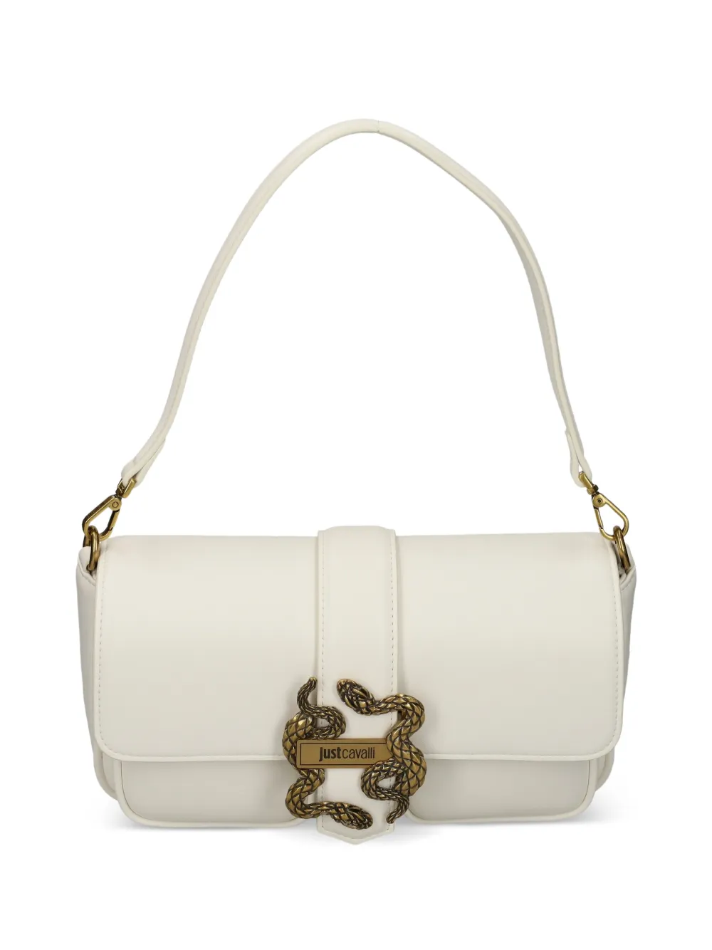 Just Cavalli snake-buckle satchel - Bianco