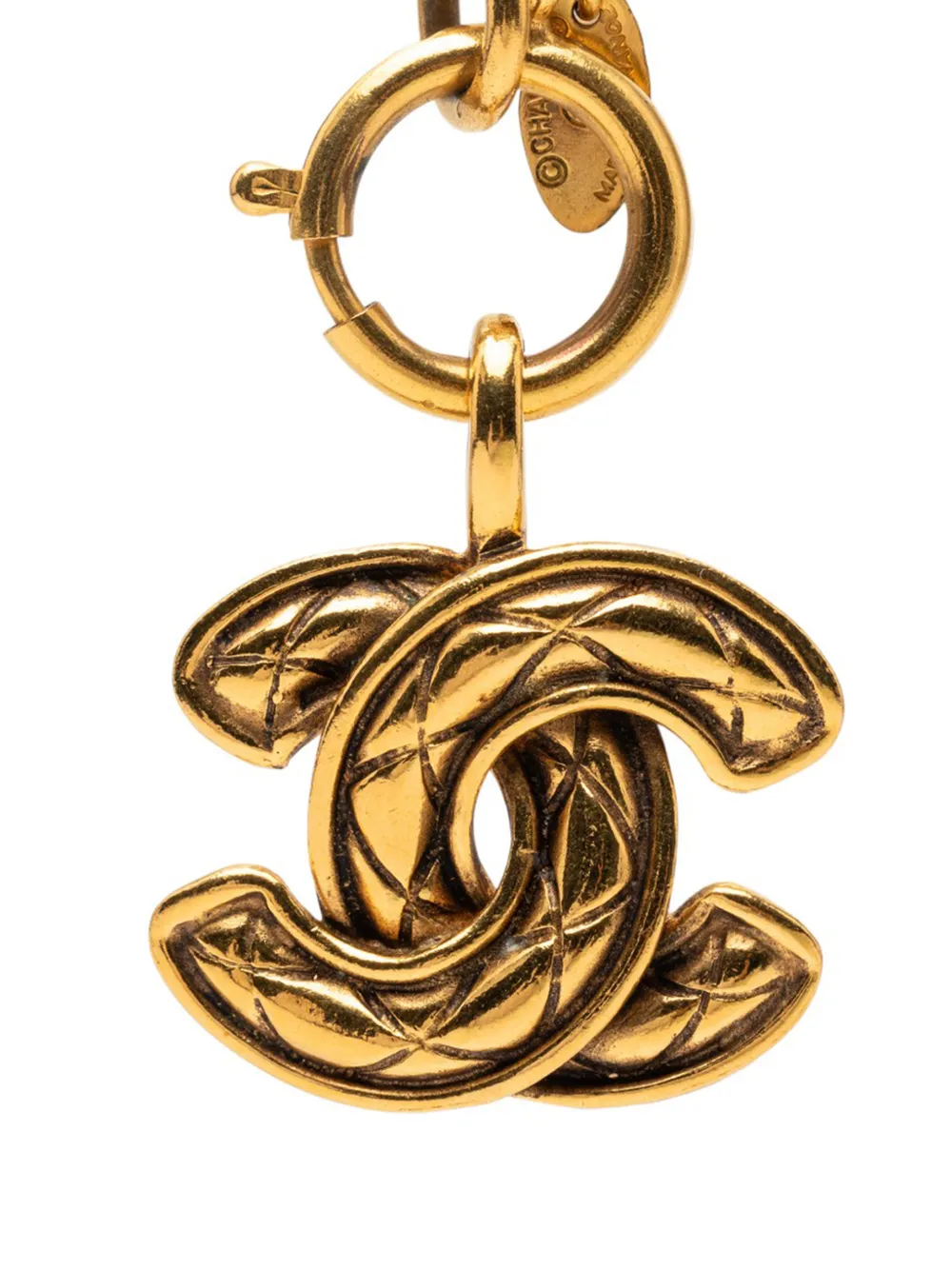 CHANEL Pre-Owned Collana placcata in oro con pendente CC trapuntato 1970-1980