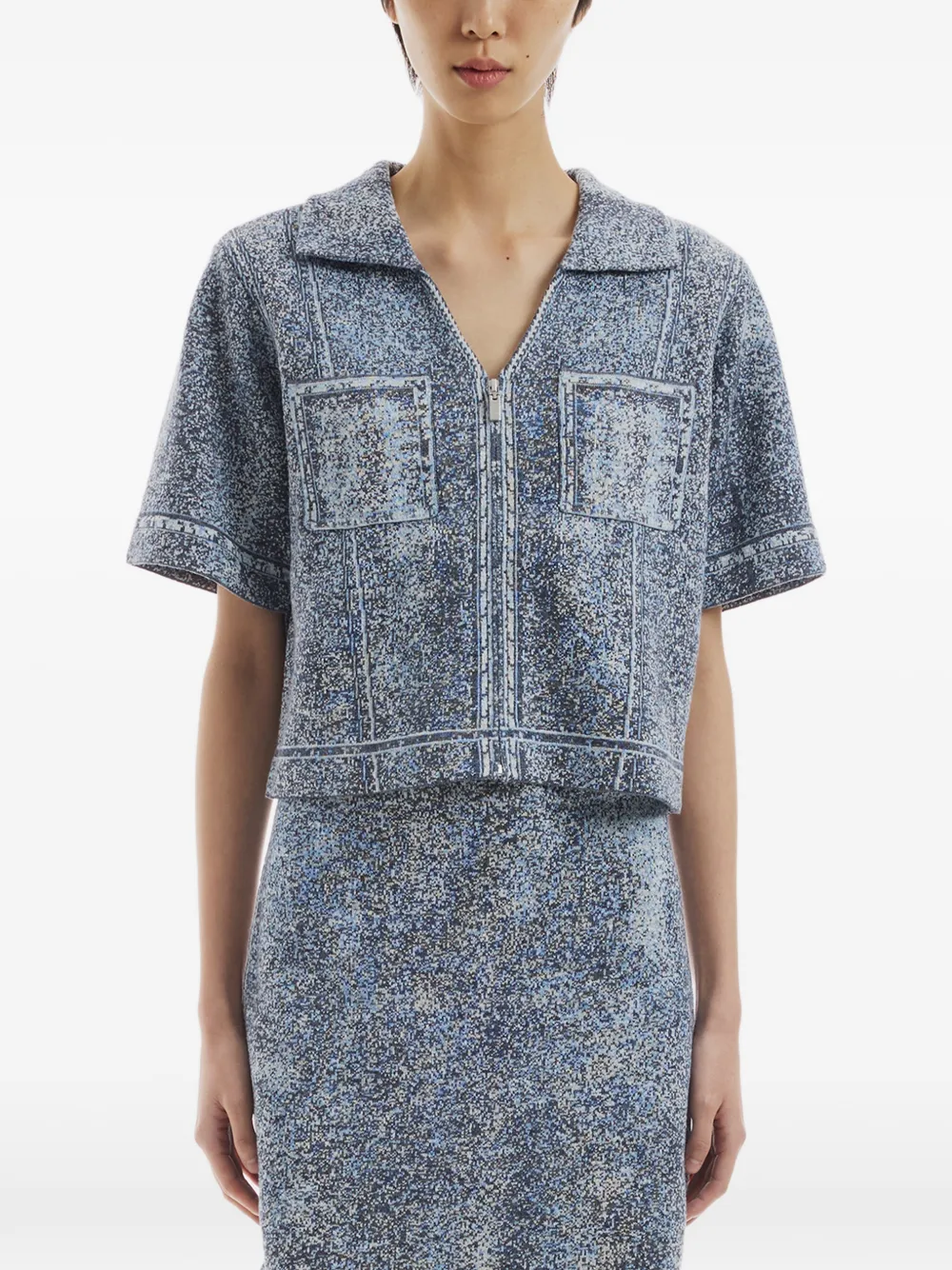 Crush Collection Cardigan con zip - Blu