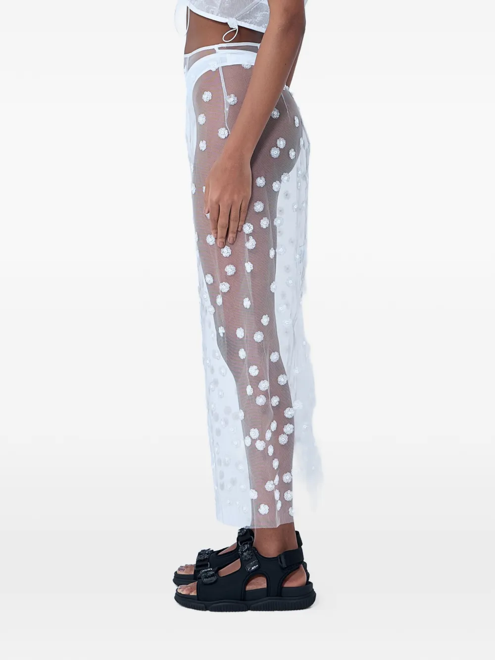Cecilie Bahnsen Maxi-rok met bloemenapplicatie Wit
