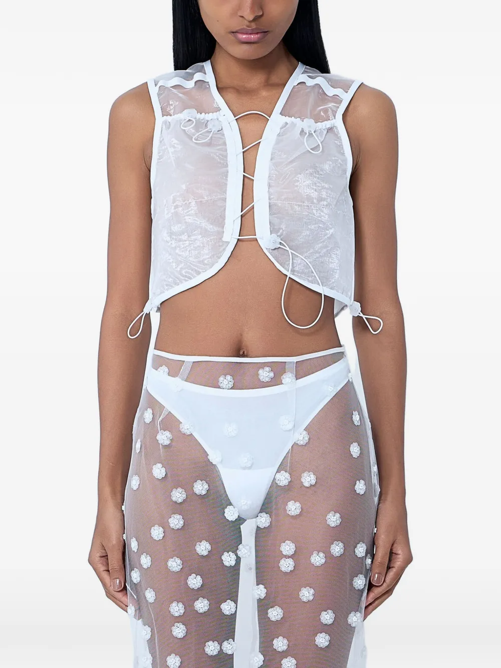 Cecilie Bahnsen Gilet con applicazione - Bianco