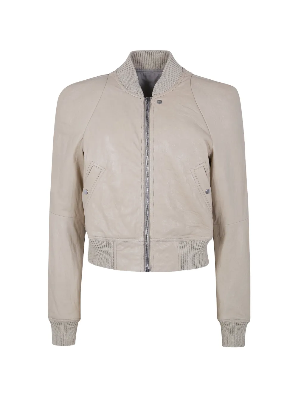 Rick Owens ribbed-hem leather jacket - Toni neutri