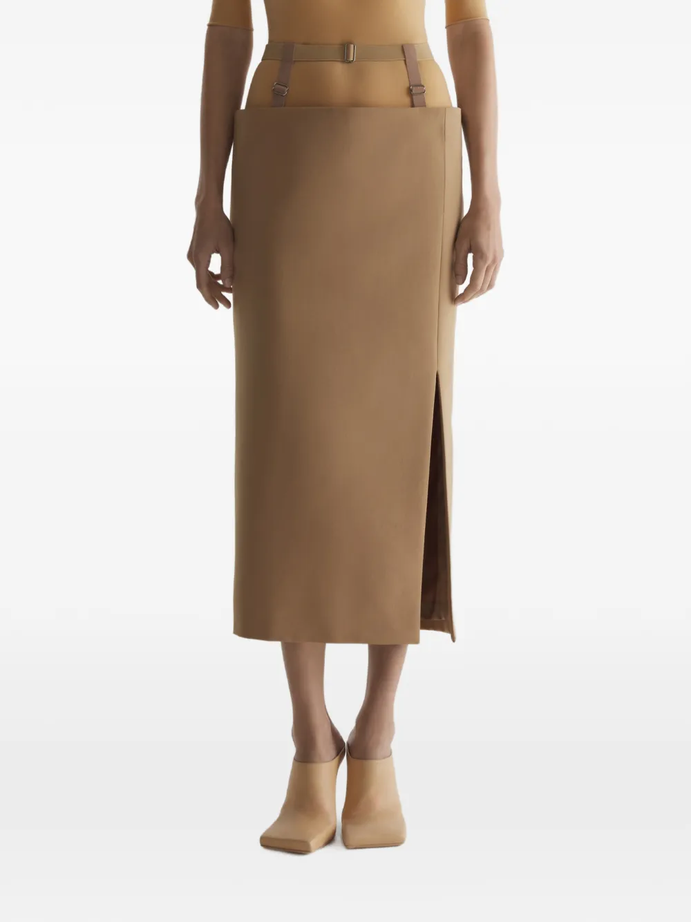 Mugler Gonna con bretelle - Marrone