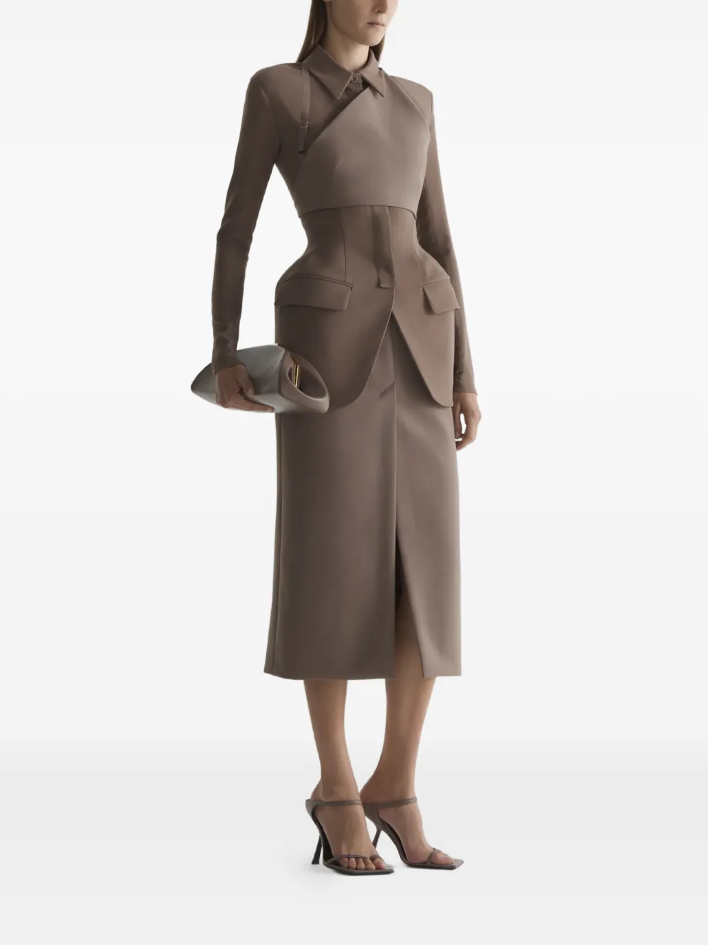  Mugler Cropped Top - Brown 