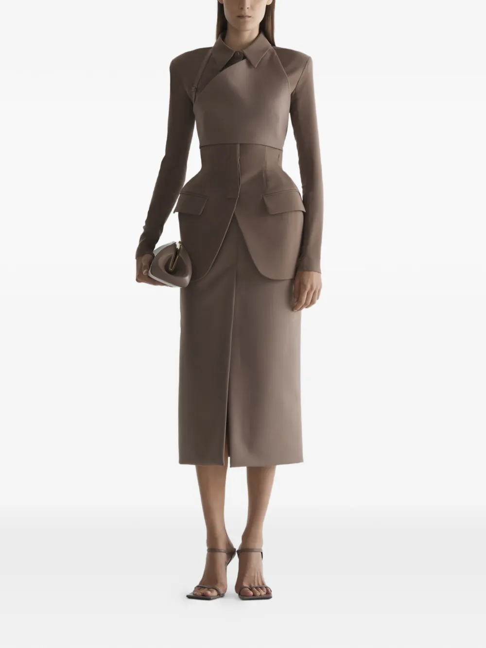  Mugler Cropped Top - Brown 