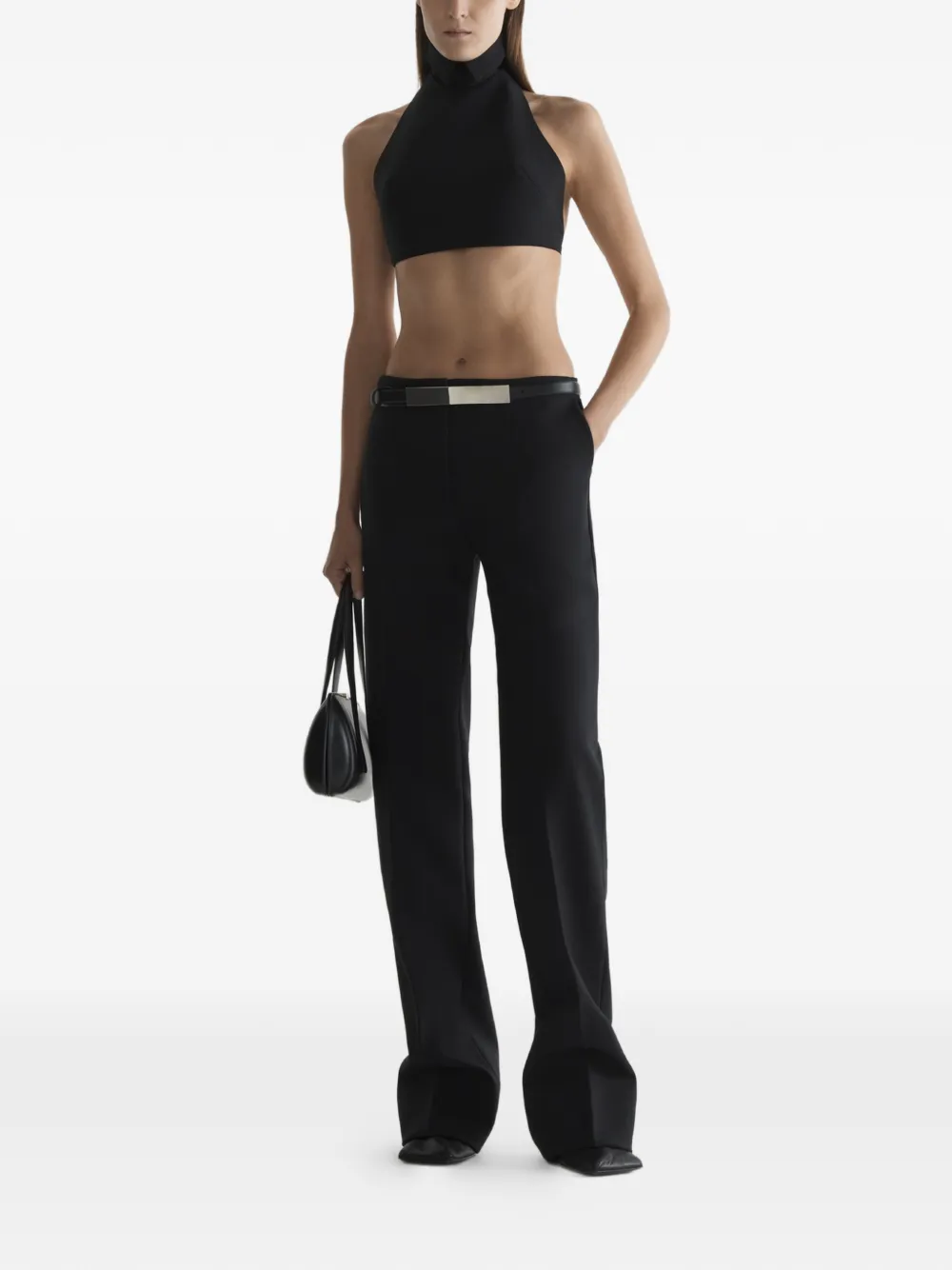  Mugler Cropped Top - Black 