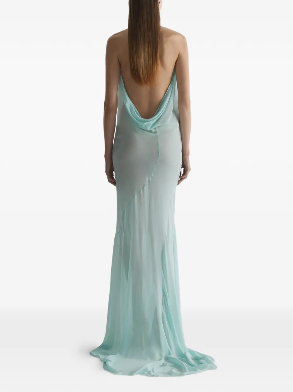 Mugler Gedrapeerde halterjurk Blauw