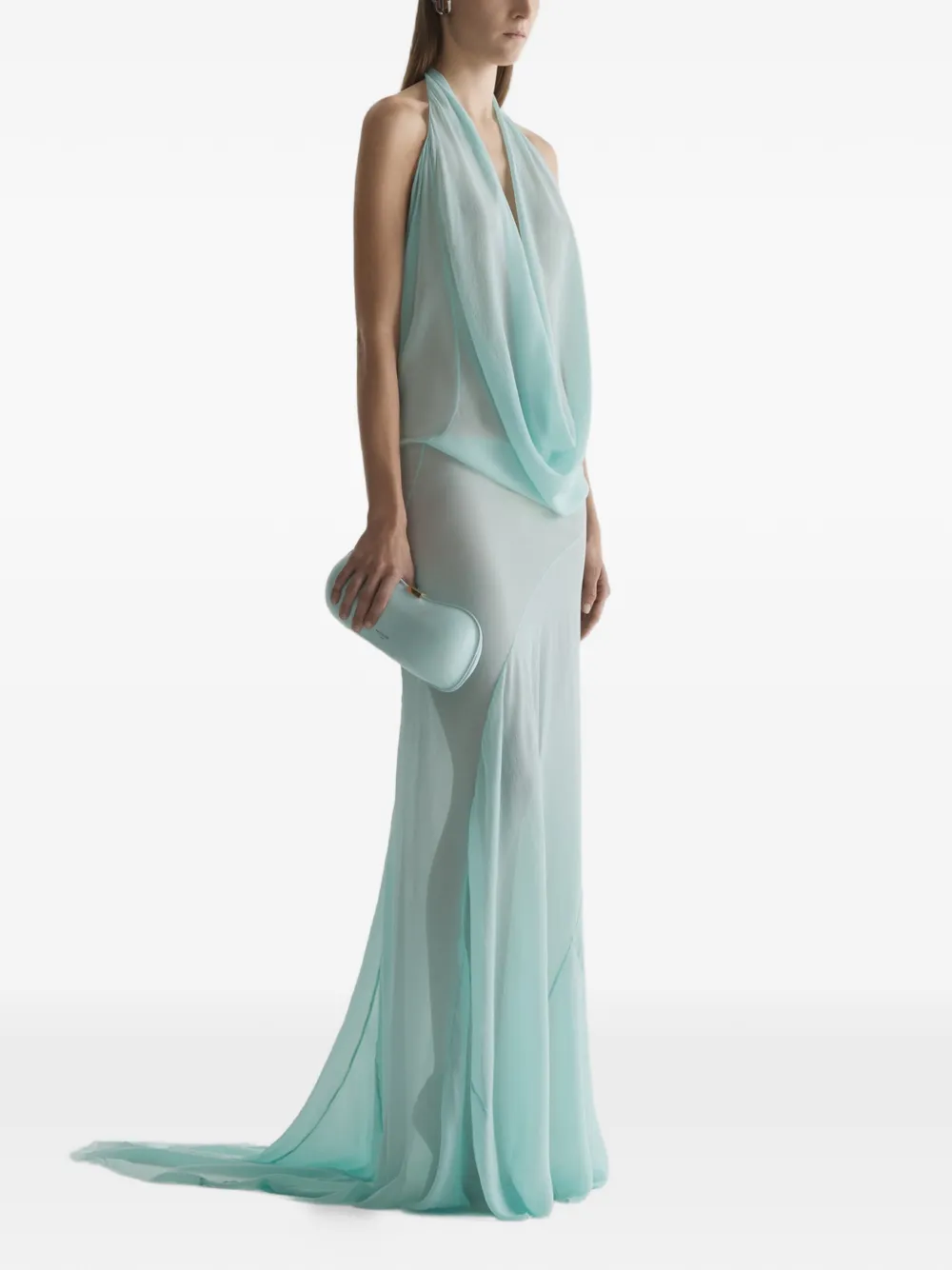 Mugler Gedrapeerde halterjurk Blauw