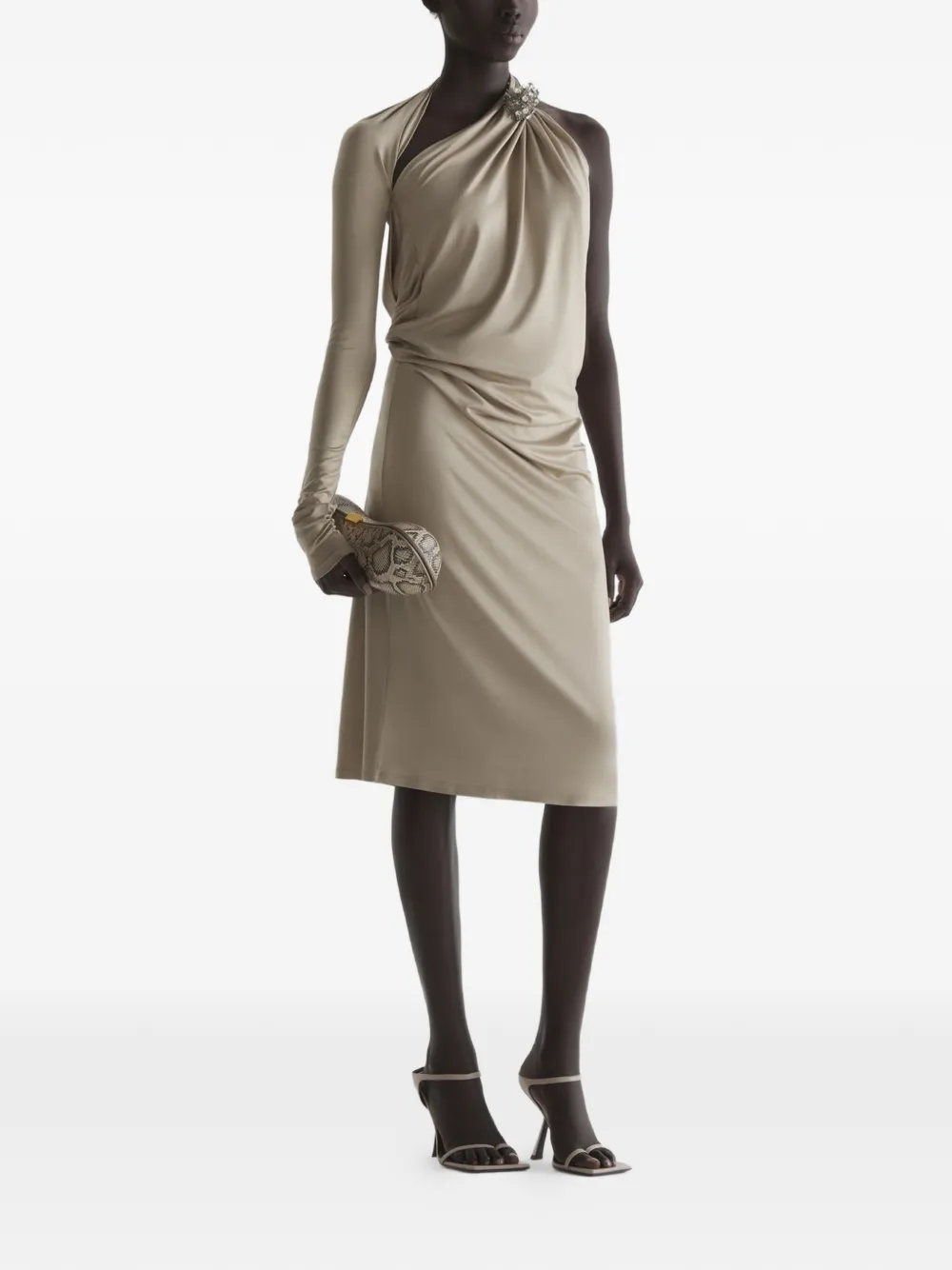 Mugler Gedrapeerde jurk Beige