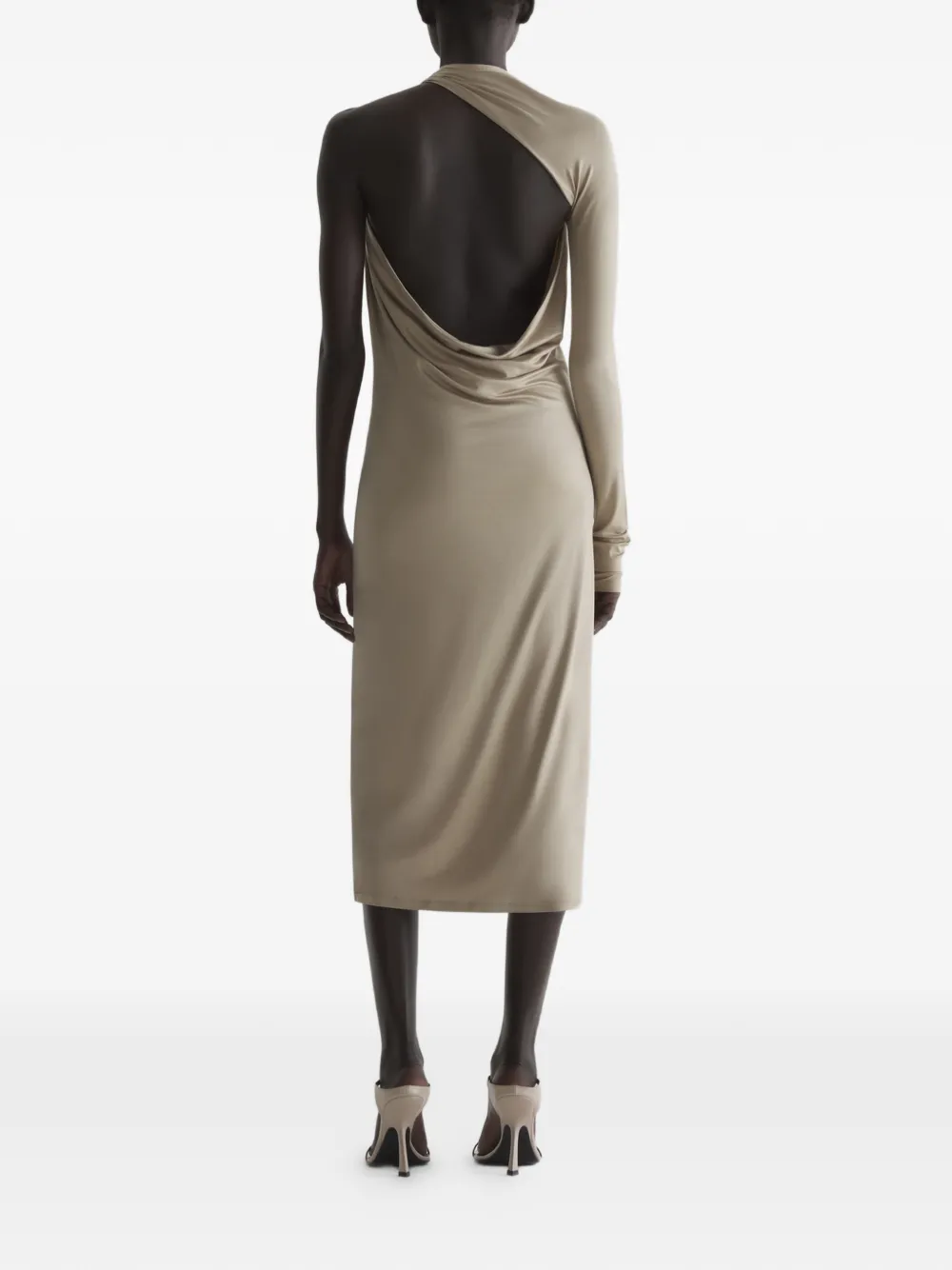 Mugler Gedrapeerde jurk Beige