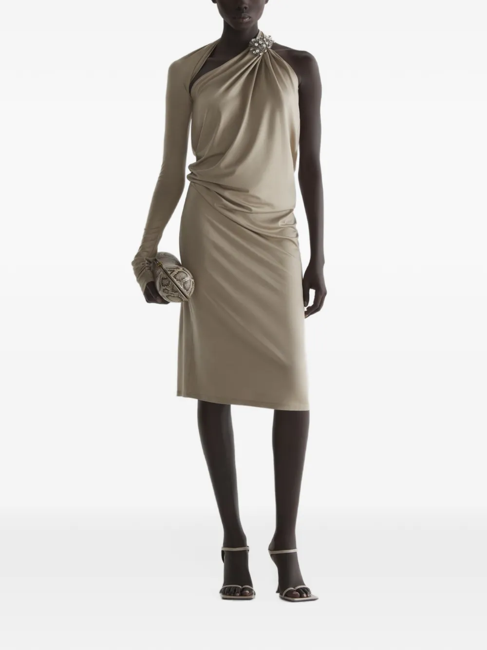 Mugler Gedrapeerde jurk Beige