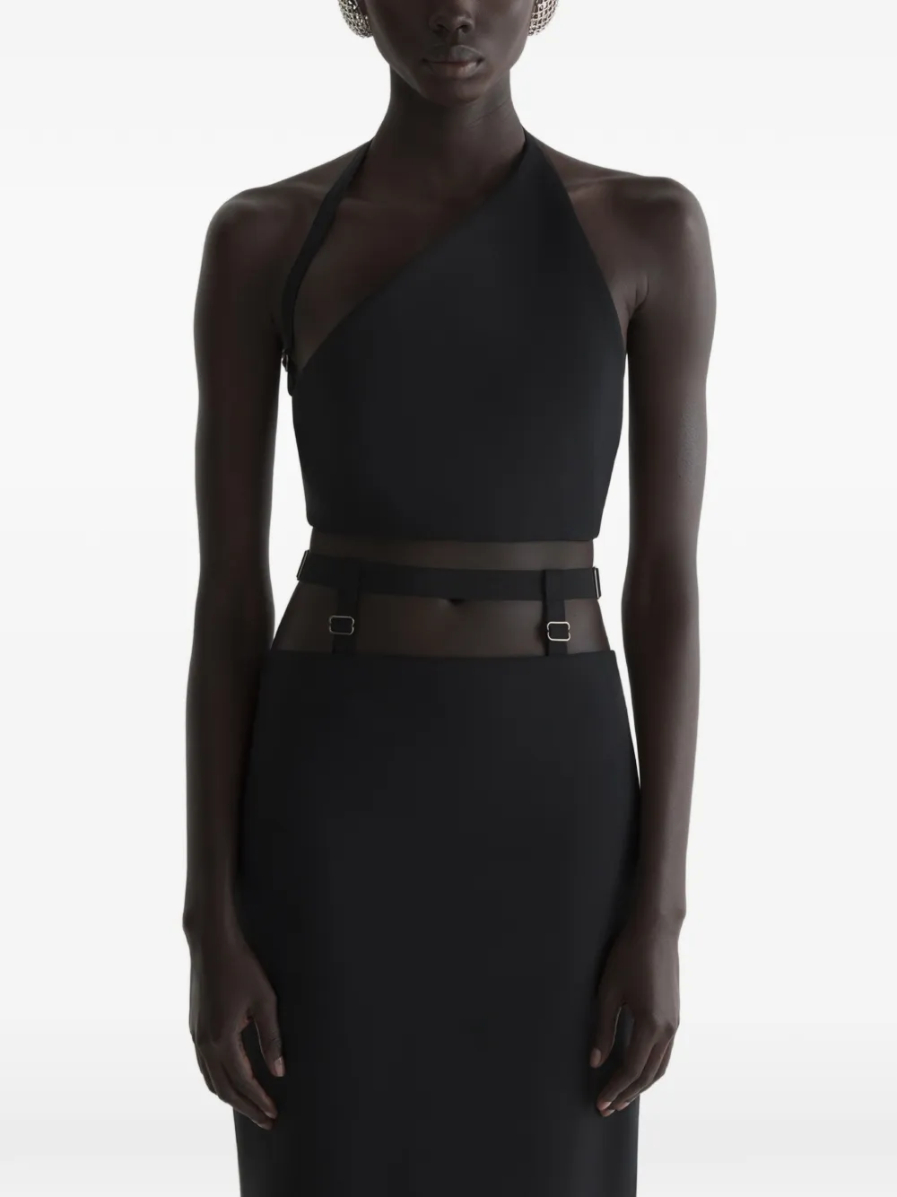 Mugler Top crop con dettaglio cut-out - Nero