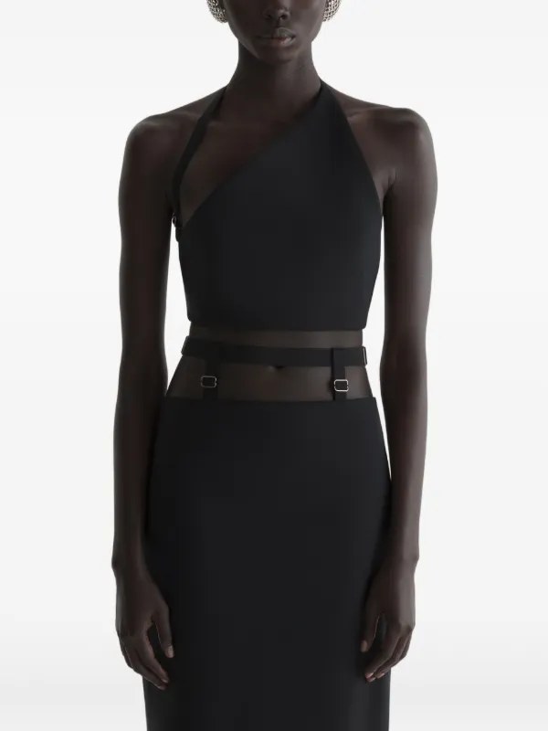 Mugler Tailored Strap Crop Top in Black