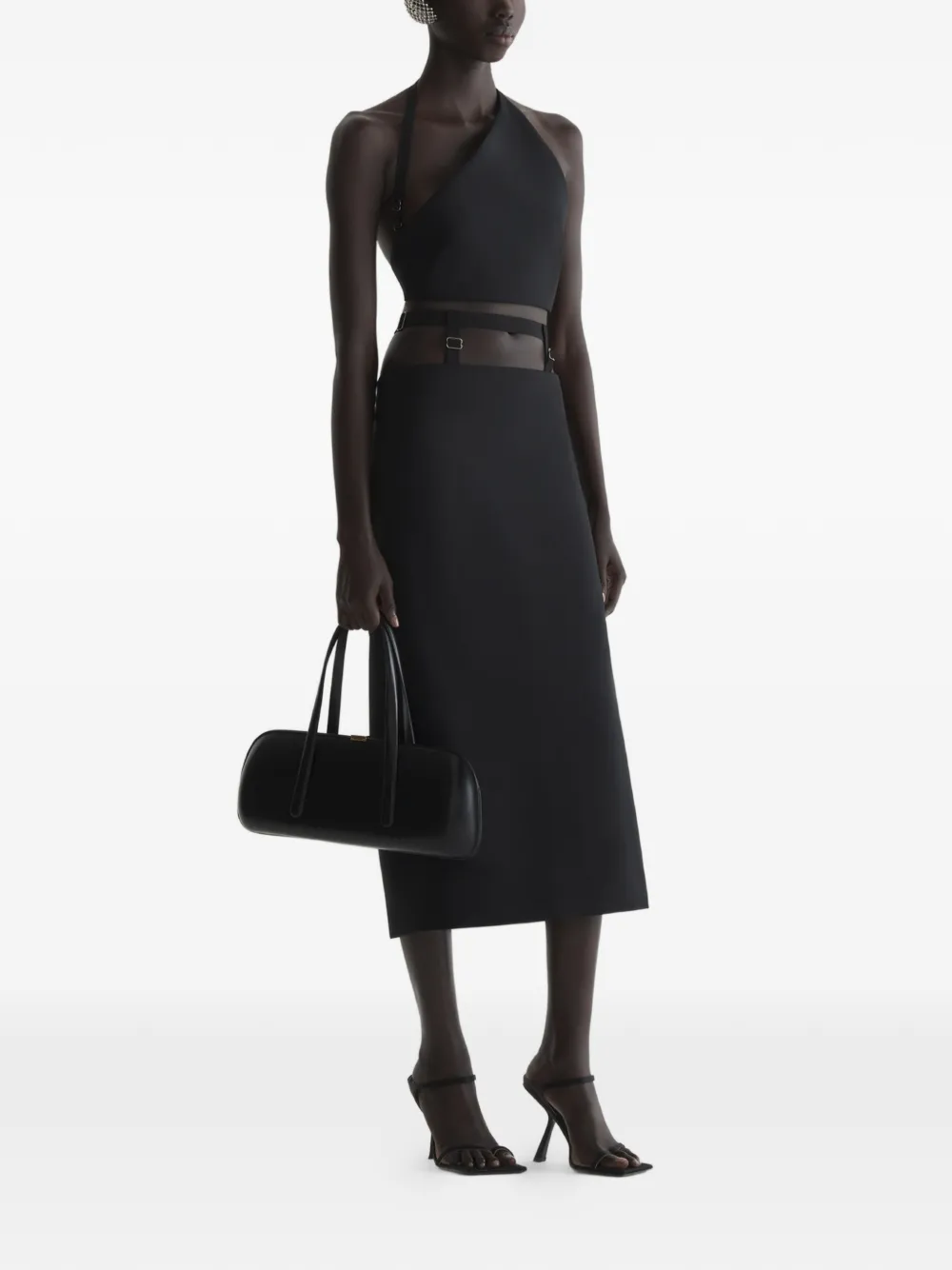  Mugler Cut-out Cropped Top - Black 