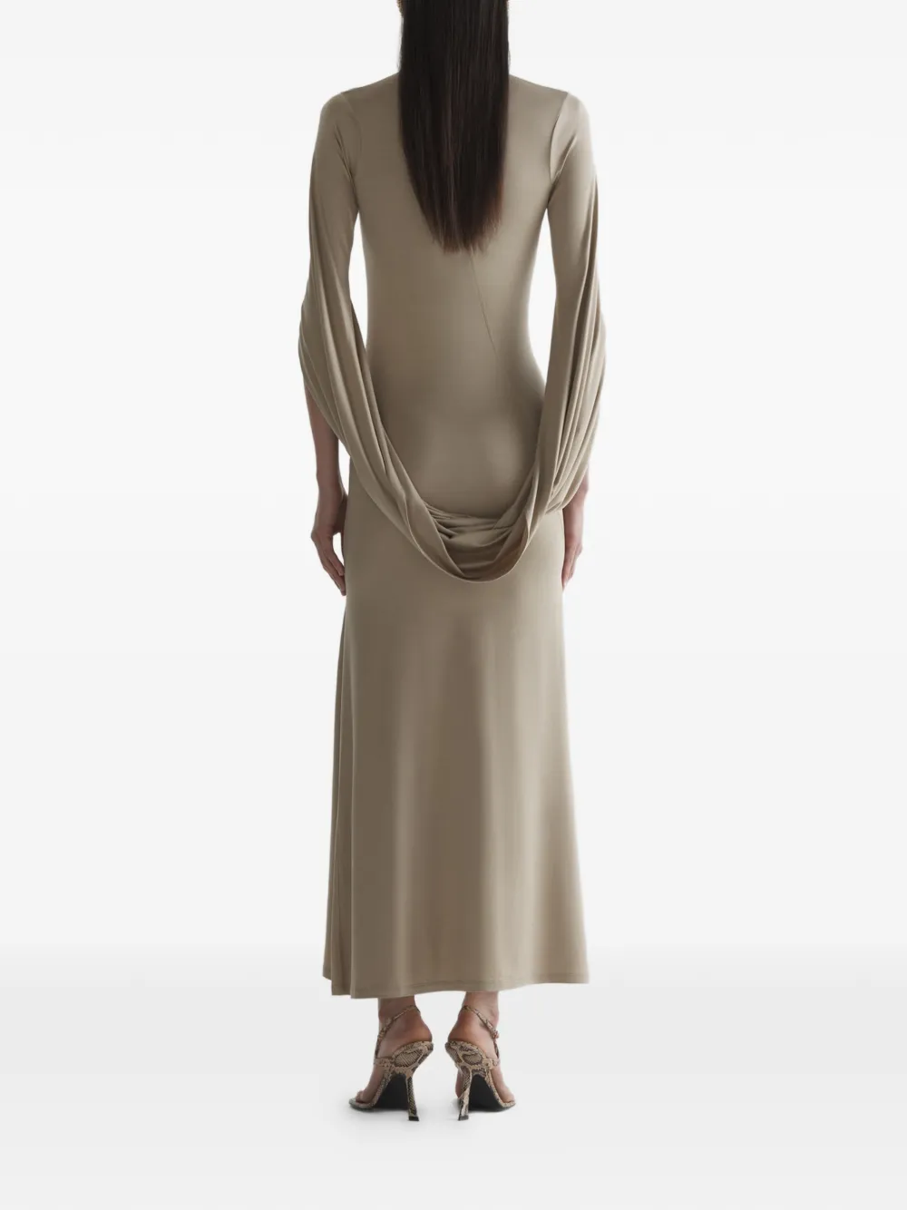 Mugler Cascade Loop jurk Beige