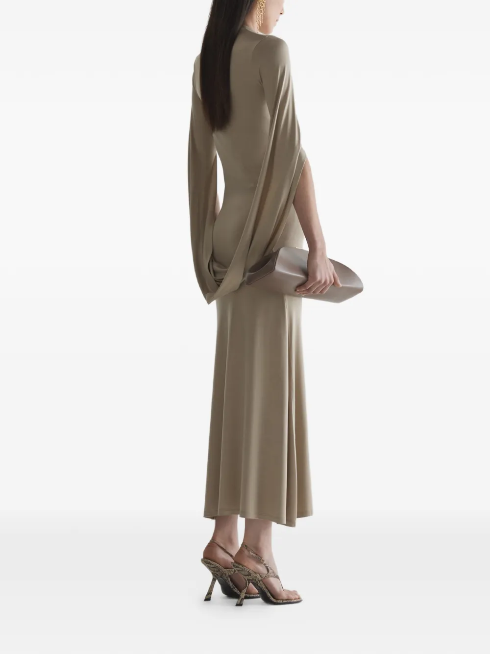 Mugler Cascade Loop jurk Beige