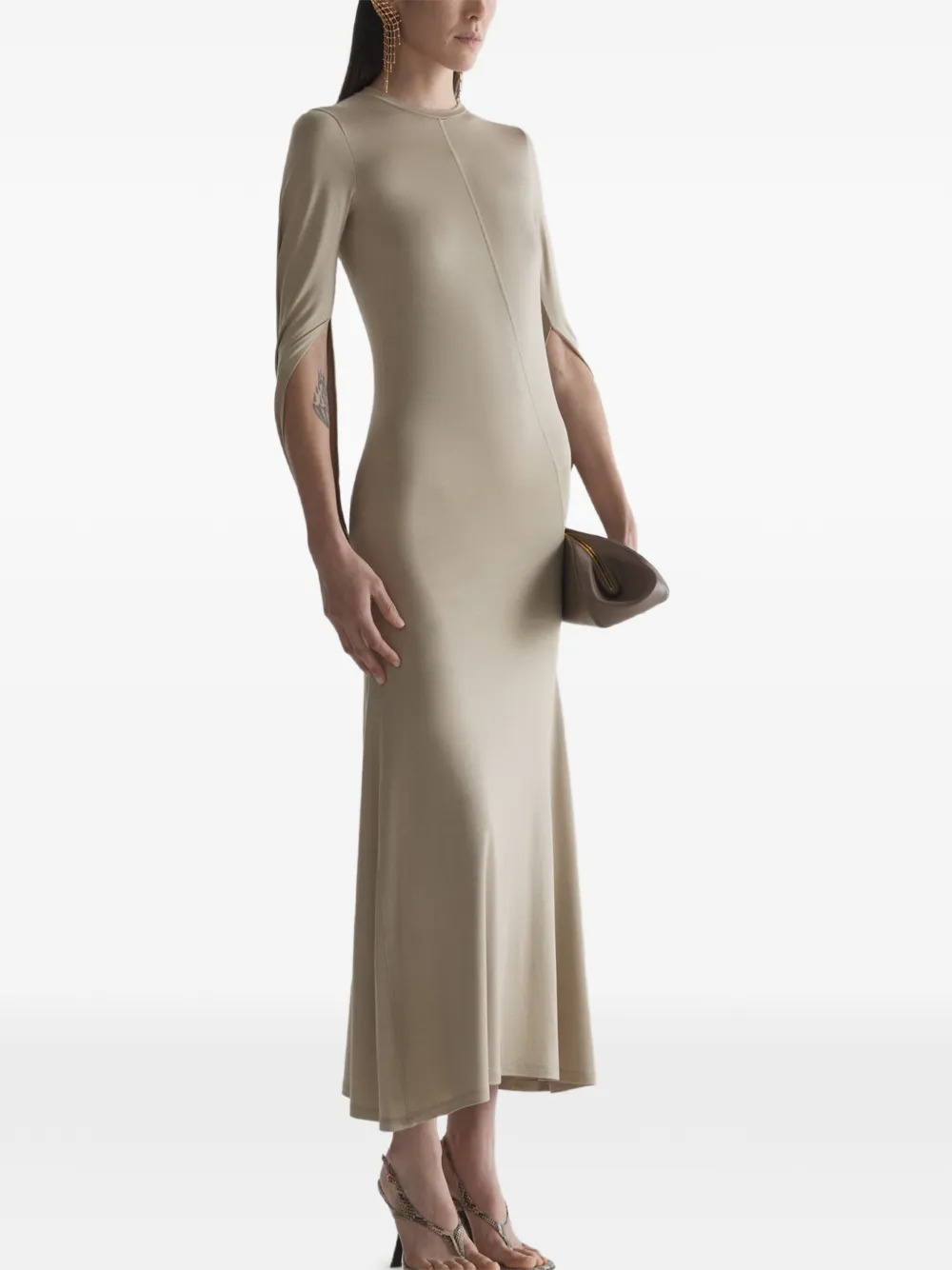 Mugler Cascade Loop jurk Beige