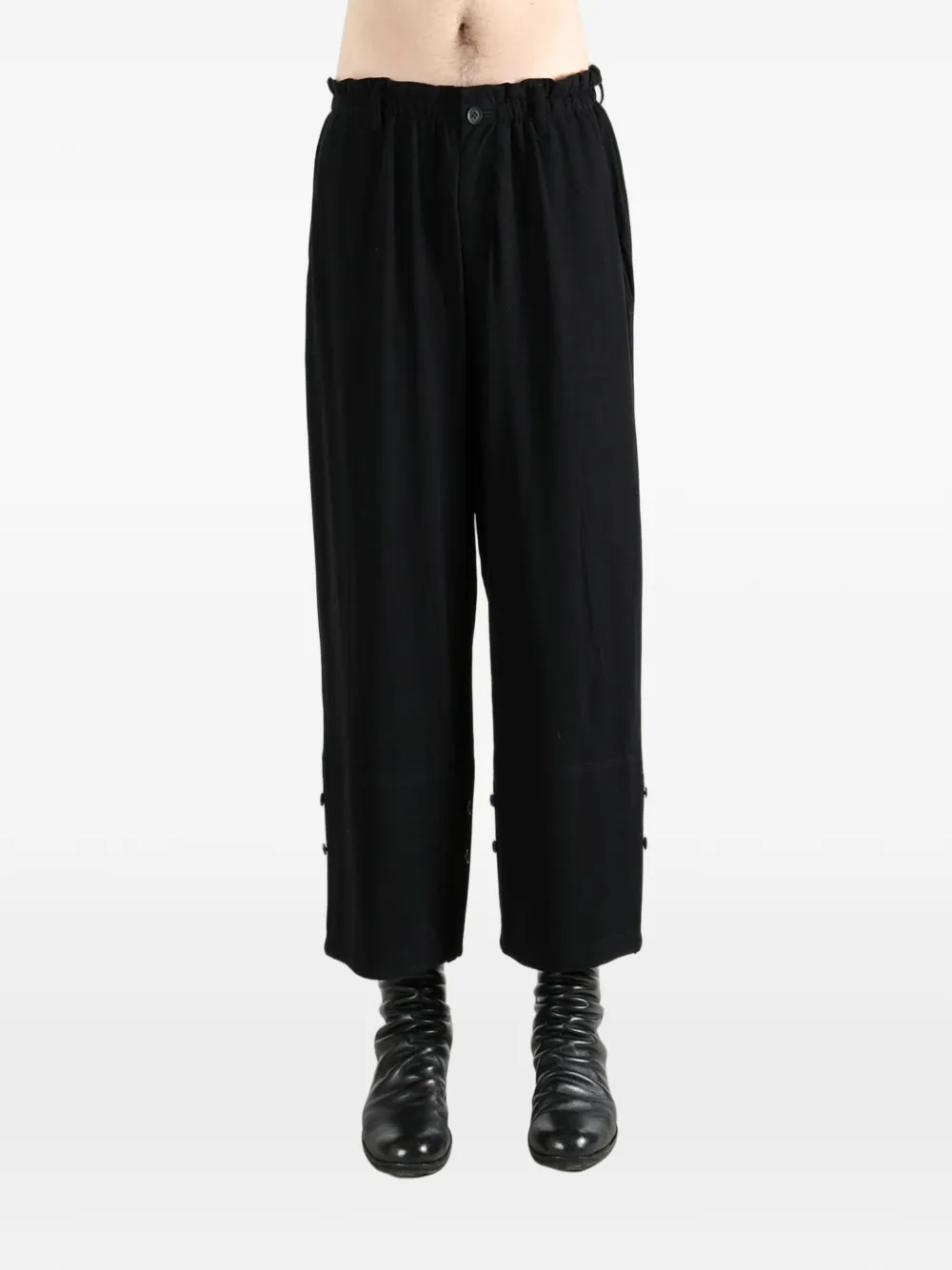Yohji Yamamoto Broek met knoopdetail Zwart