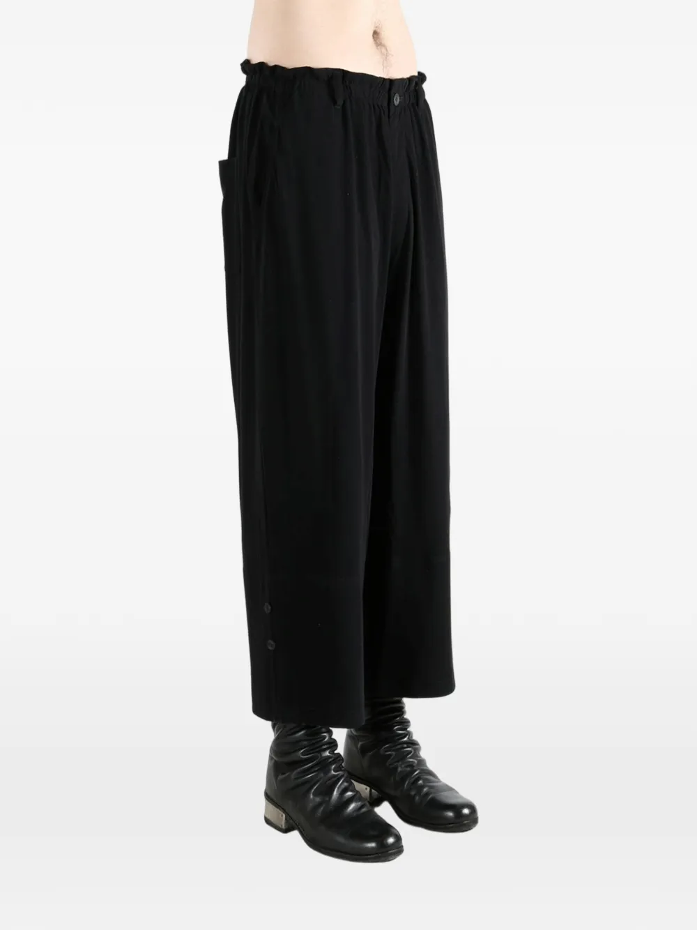 Yohji Yamamoto Broek met knoopdetail Zwart