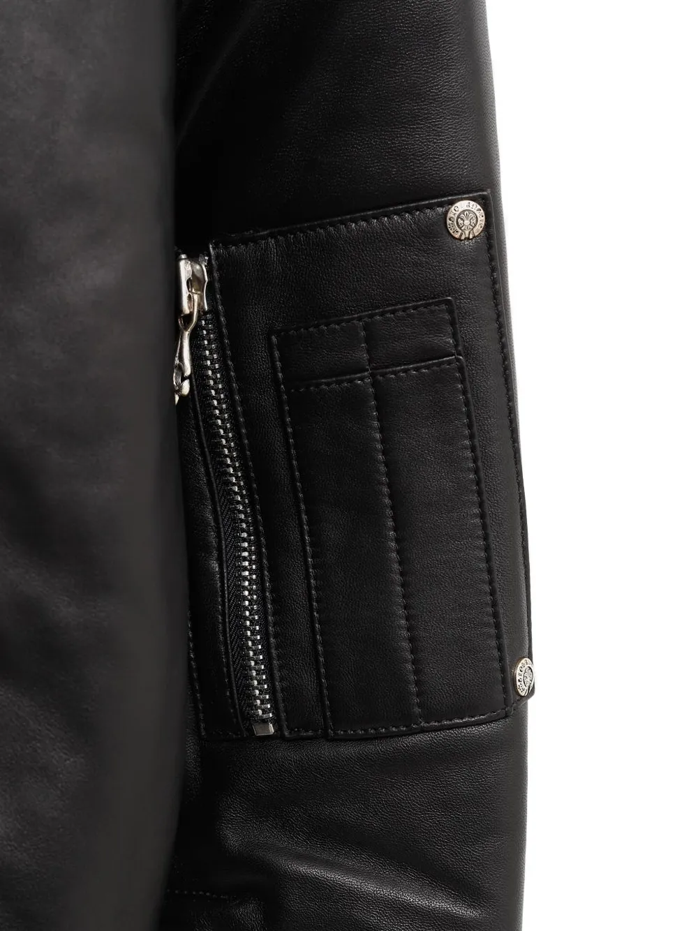  Amal Guessous Zip-up Leather Jacket - Black 