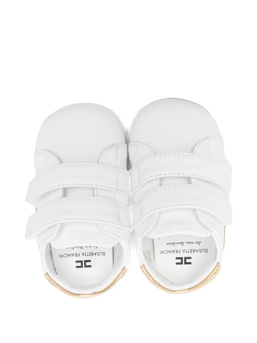 Elisabetta Franchi La Mia Bambina logo strap leather pre-walkers Wit