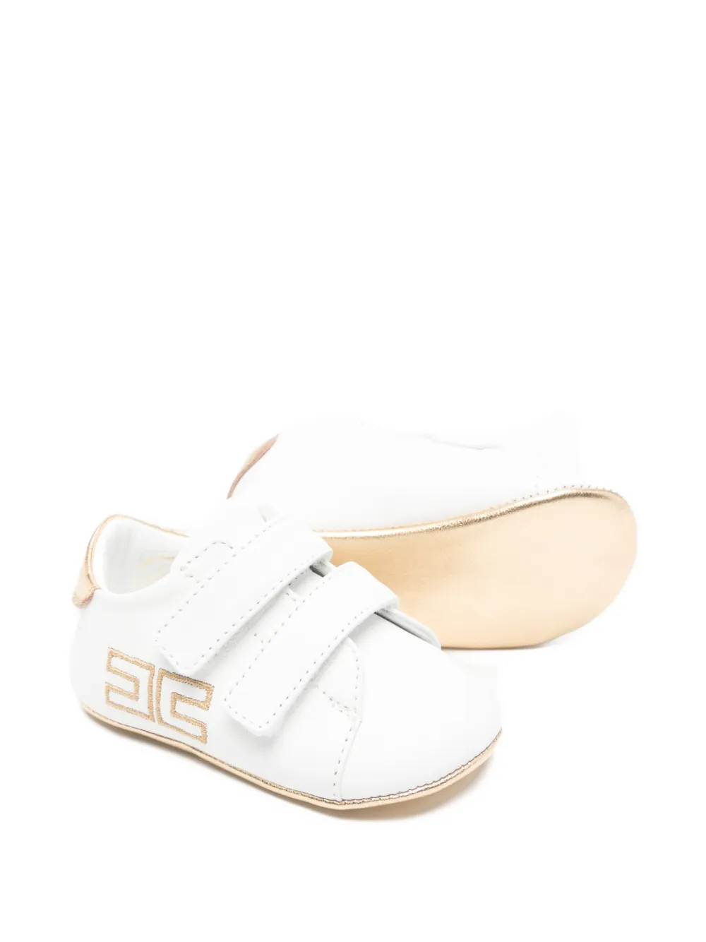 Elisabetta Franchi La Mia Bambina logo strap leather pre-walkers Wit