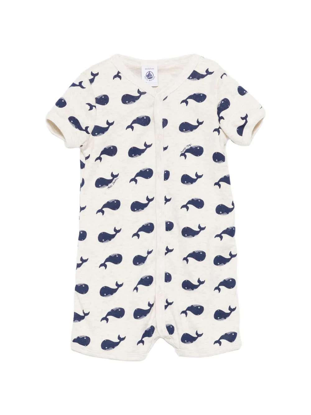 Petit Bateau whale-print romper - Toni neutri