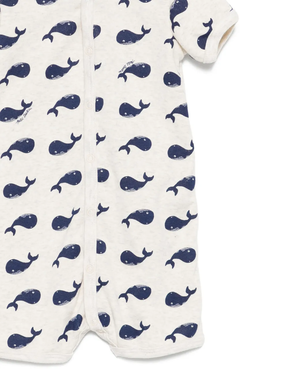  Petit Bateau Whale-print Romper - Neutrals 