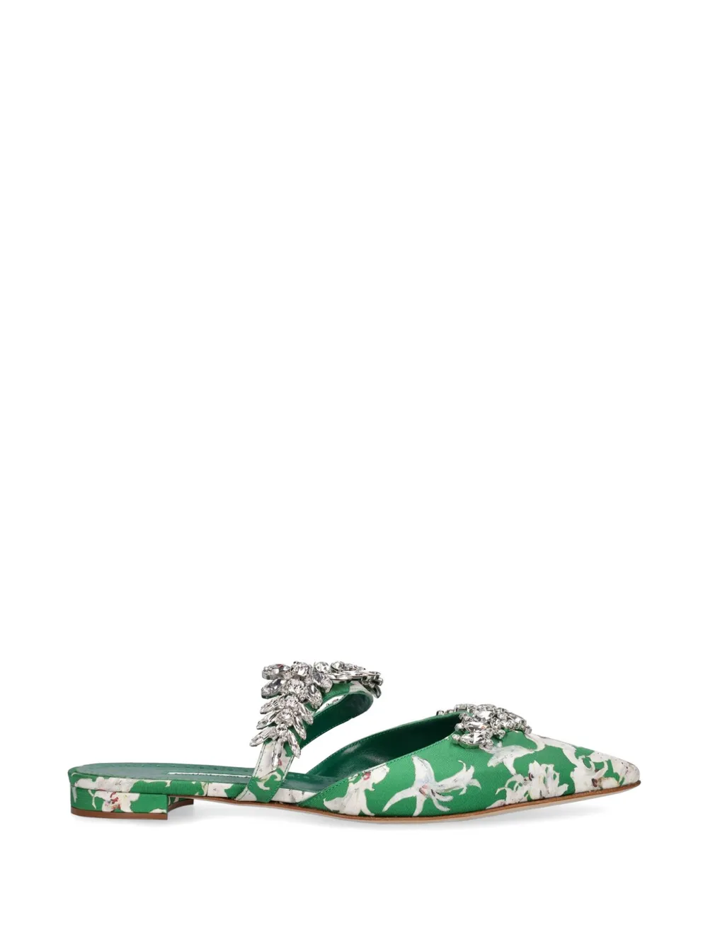 Manolo Blahnik crystal-embellishment mules Groen