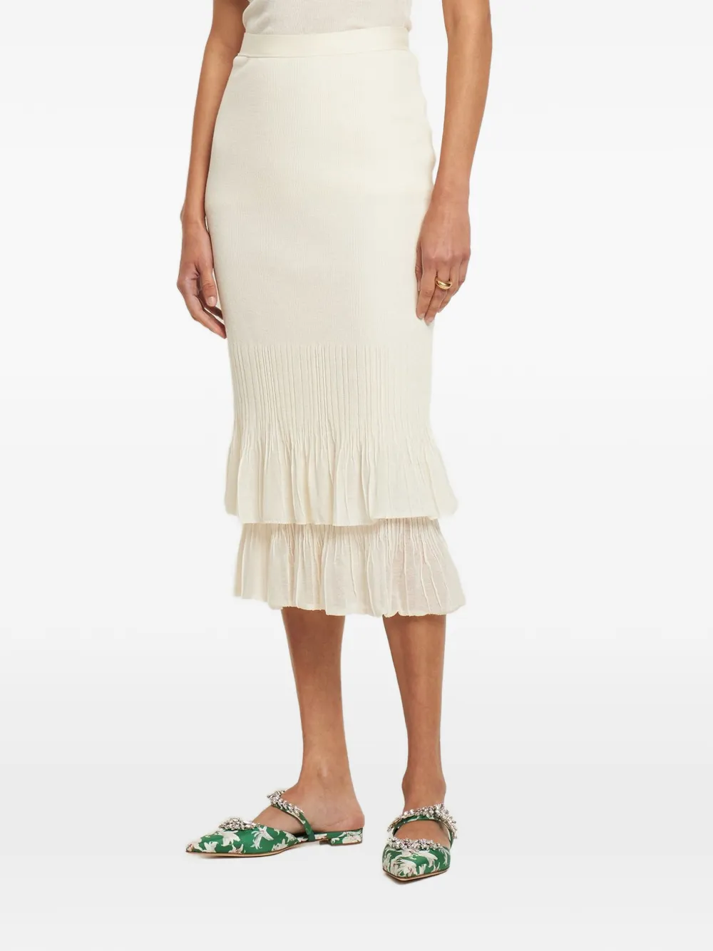 Manolo Blahnik crystal-embellishment mules Groen