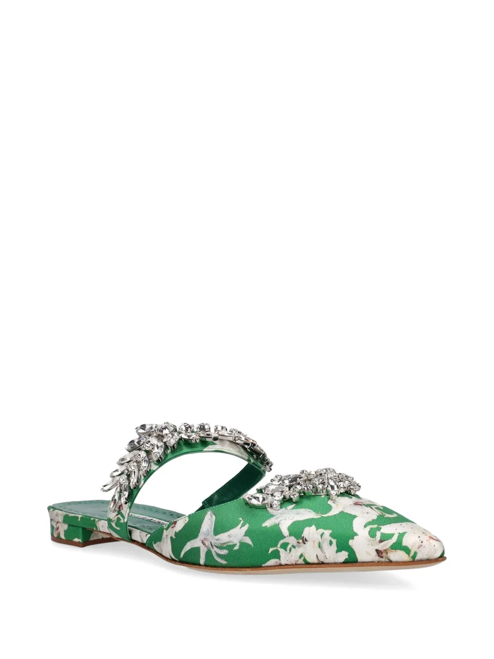 Manolo Blahnik crystal-embellishment mules Groen