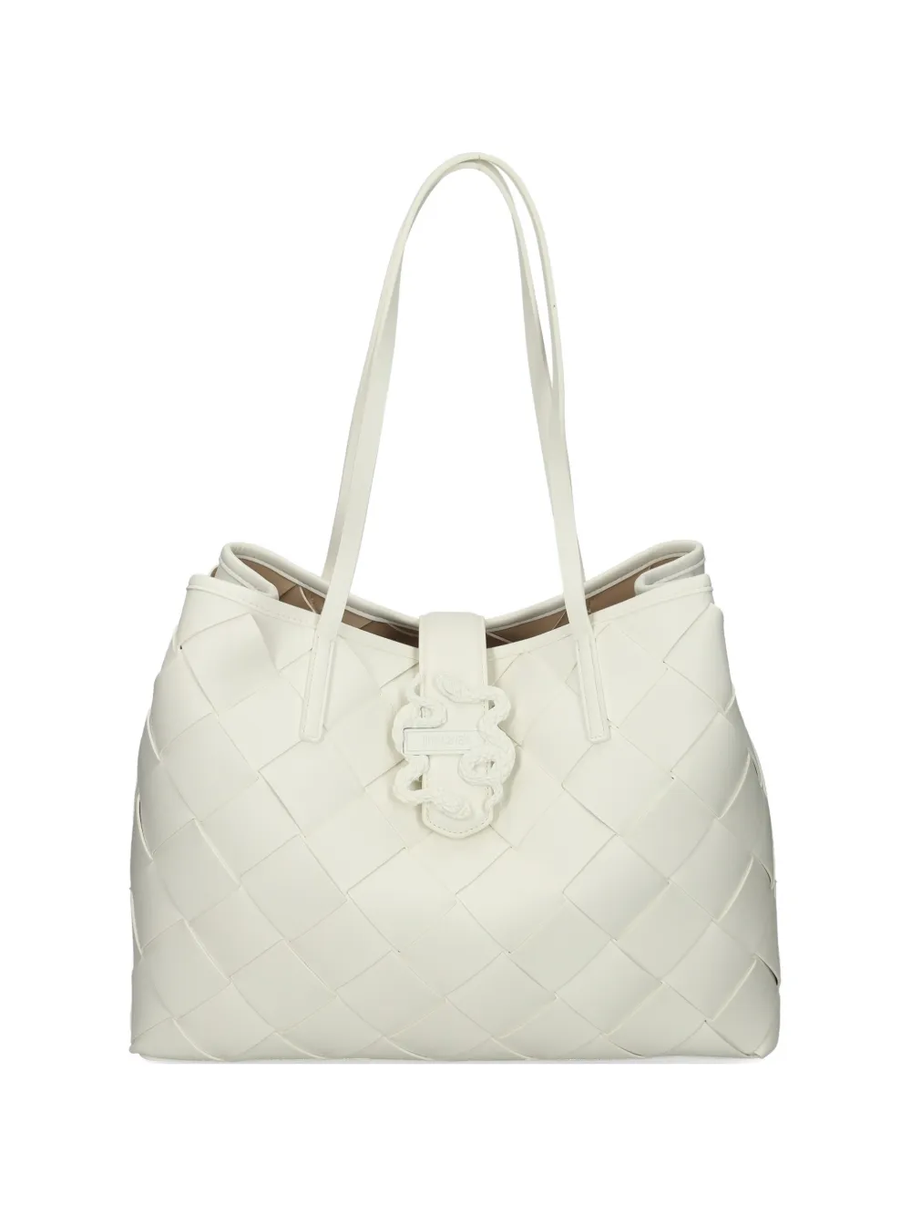 Just Cavalli woven emblem tote bag - Bianco
