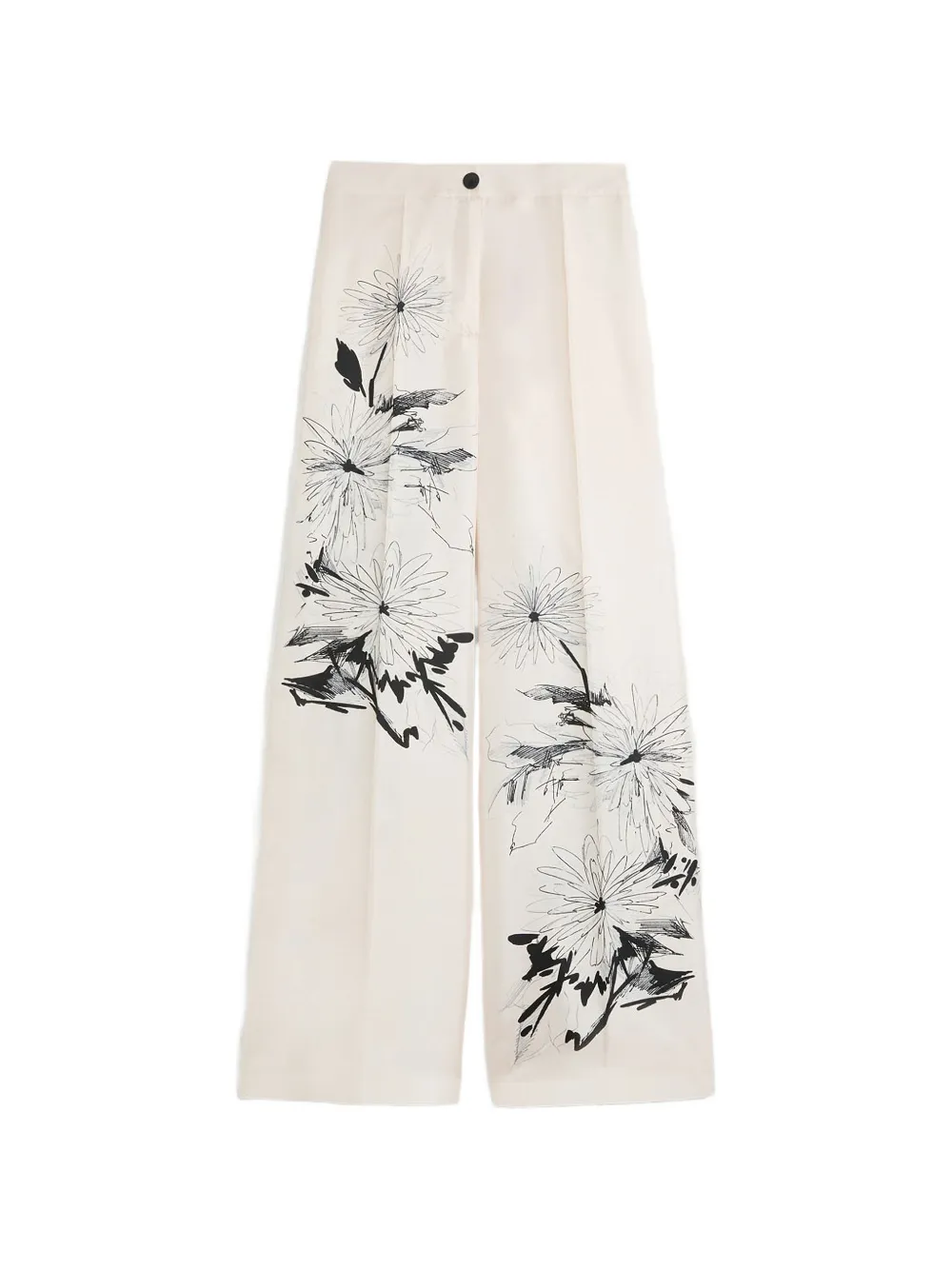 Momoni Pantaloni Misaki a fiori - Bianco