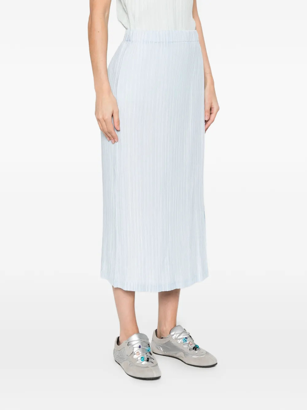  Gongdid Design Pleated Midi Skirt - Blue 