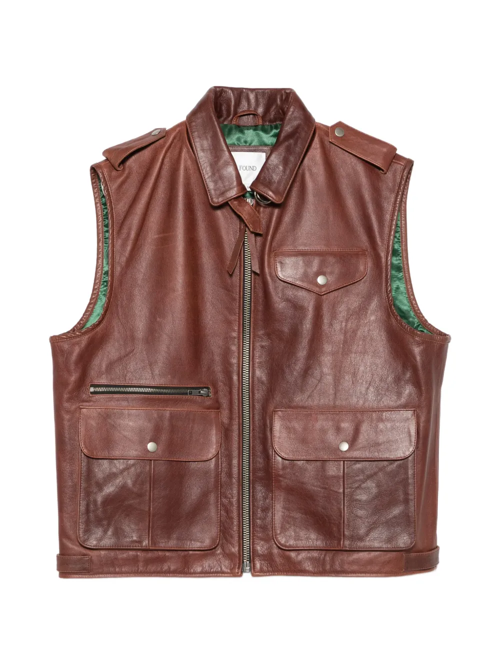 FOUND pocket leather jacket - Marrone