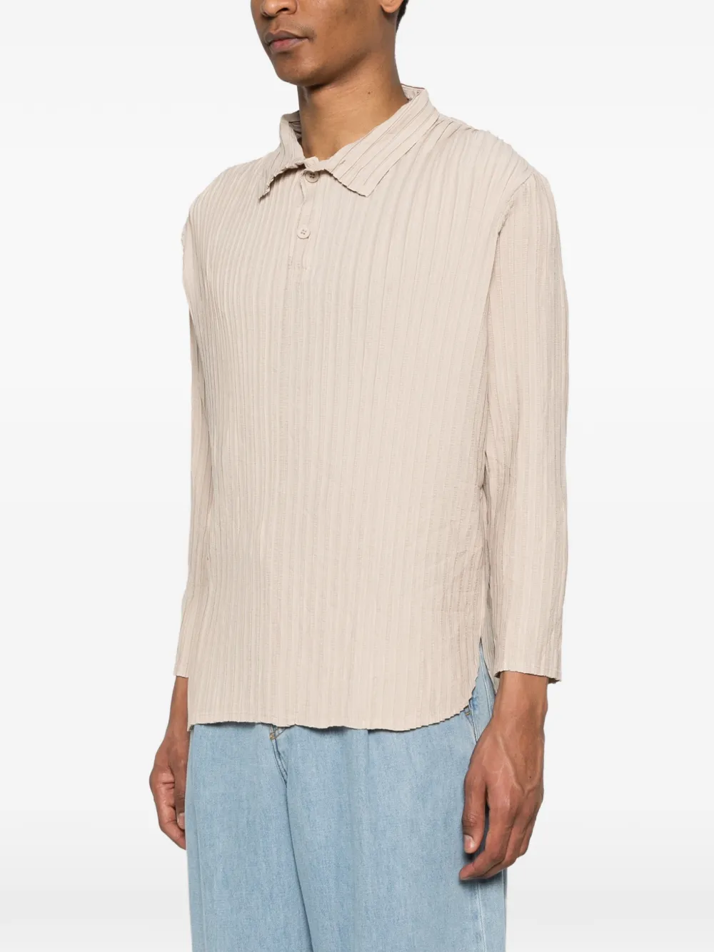  Gongdid Design Textured Polo Shirt - Neutrals 