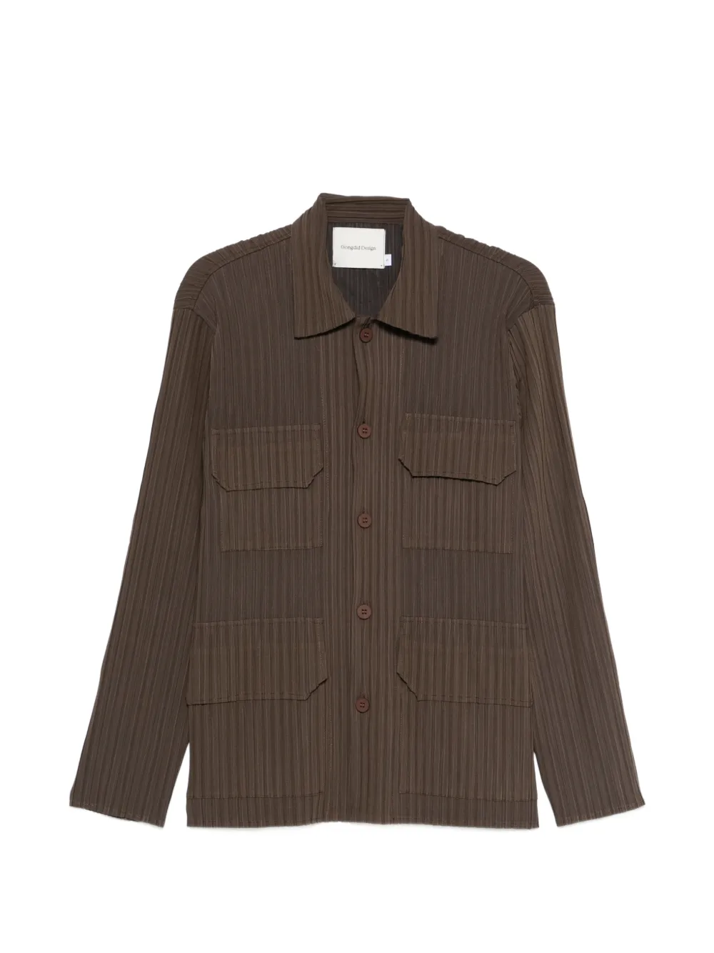 Gongdid Design pocketed textured shirt - Marrone